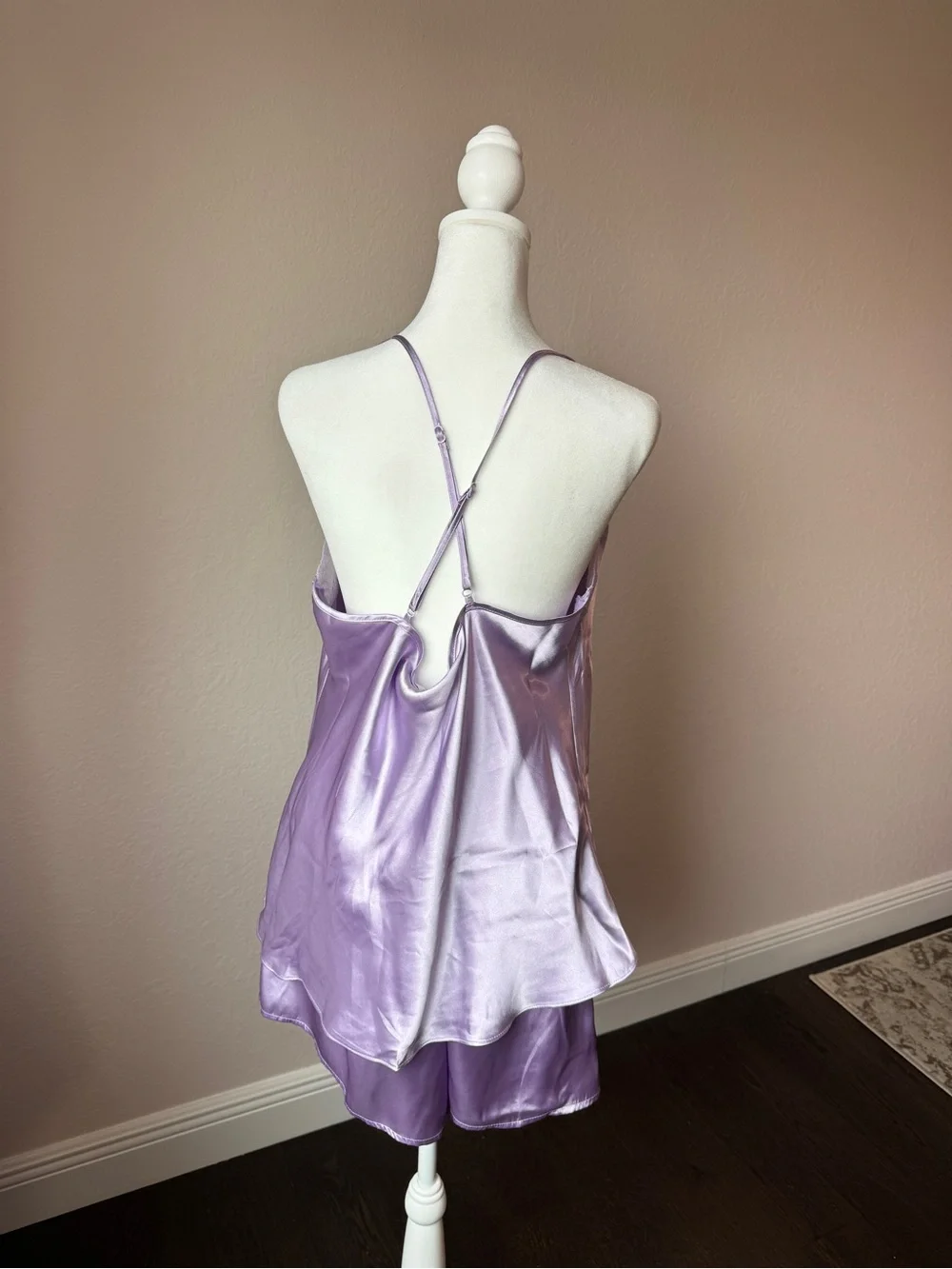 NWT Linea Donatella Lavender Satin Lace Pajama Set XL